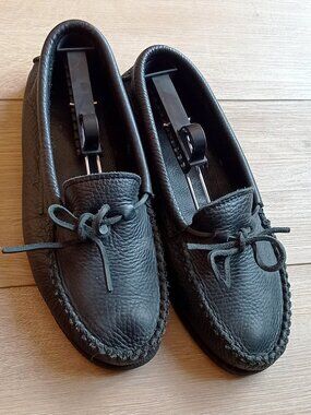 Laurentian Chief- Canadian Black Leather Moccasins